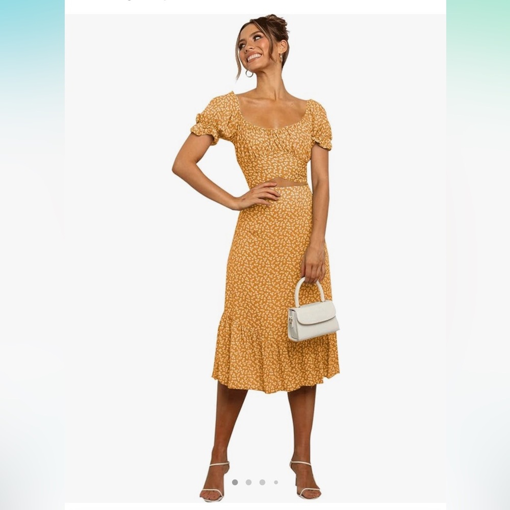 Floral Yellow Midi Skirt